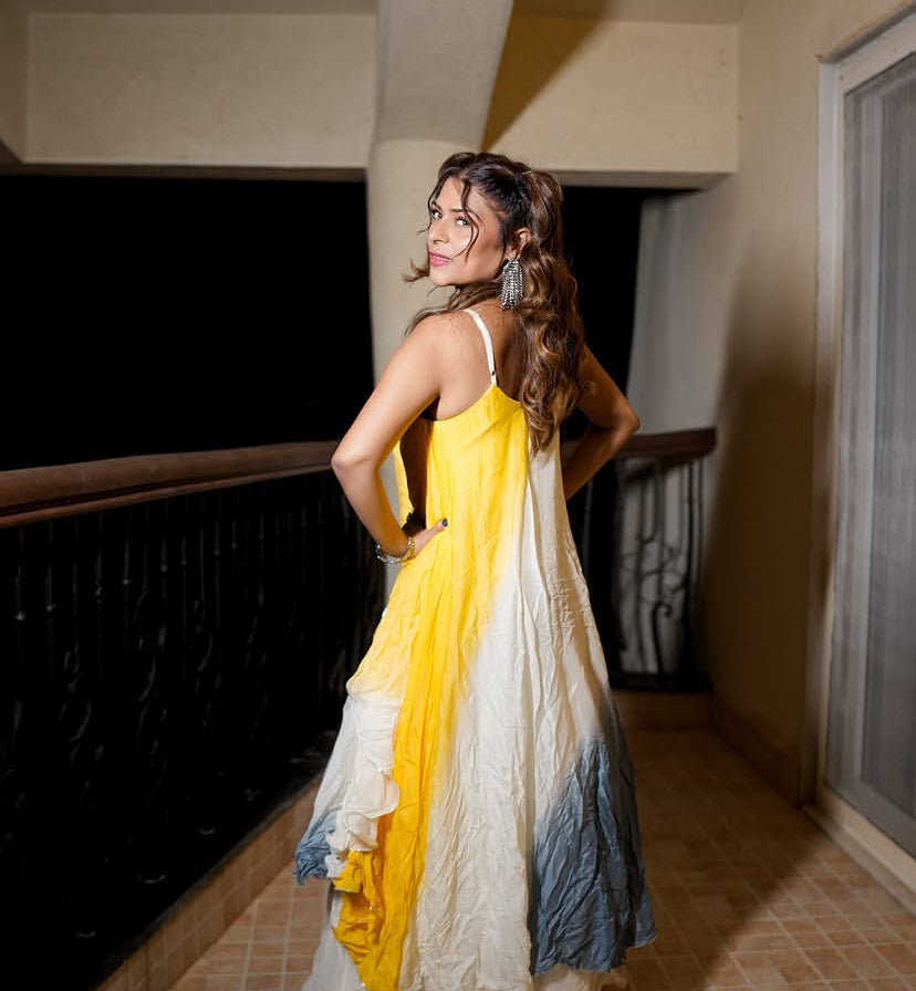 Indo western drape plazzo and top