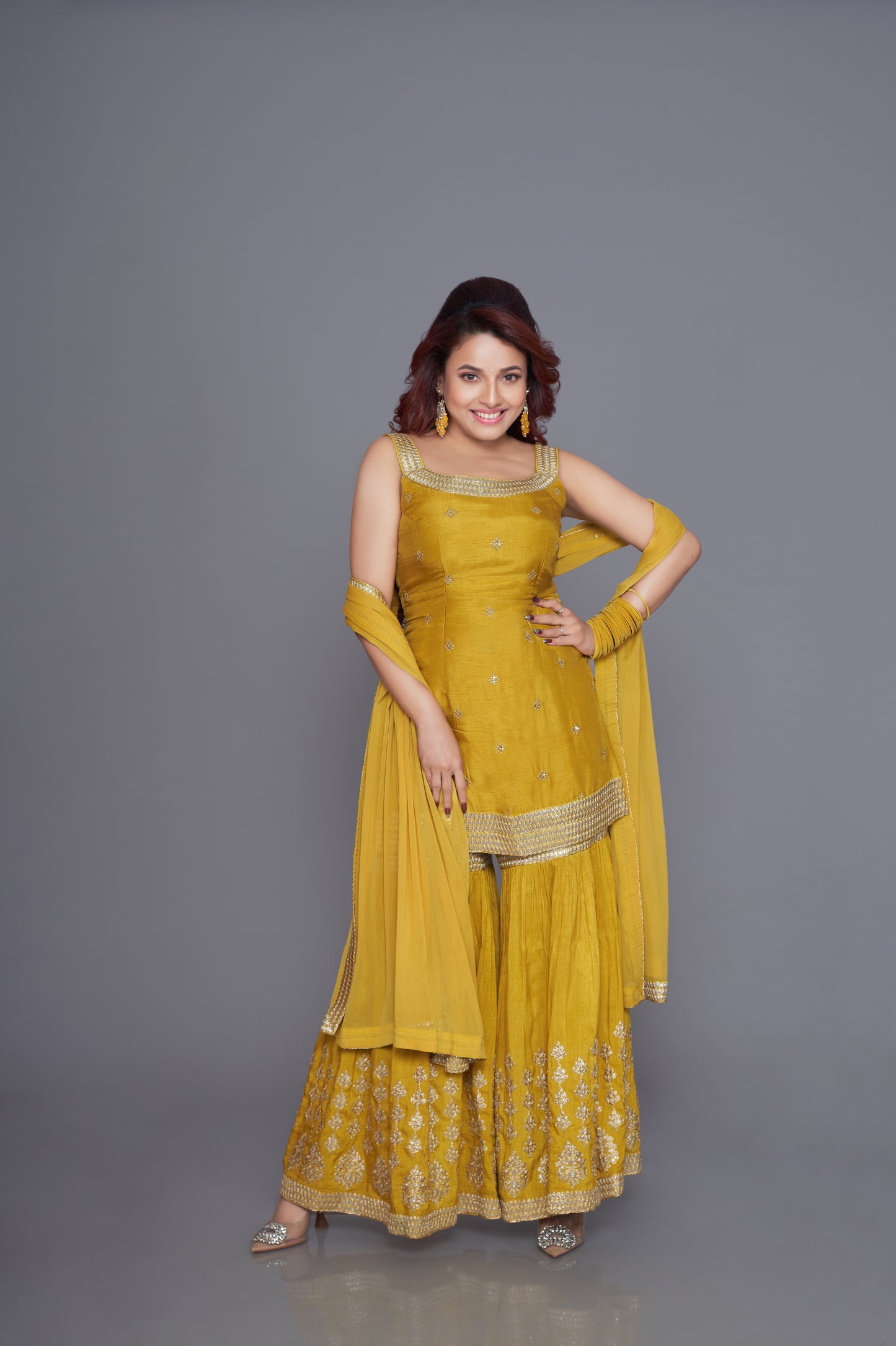Honey yellow sharara set