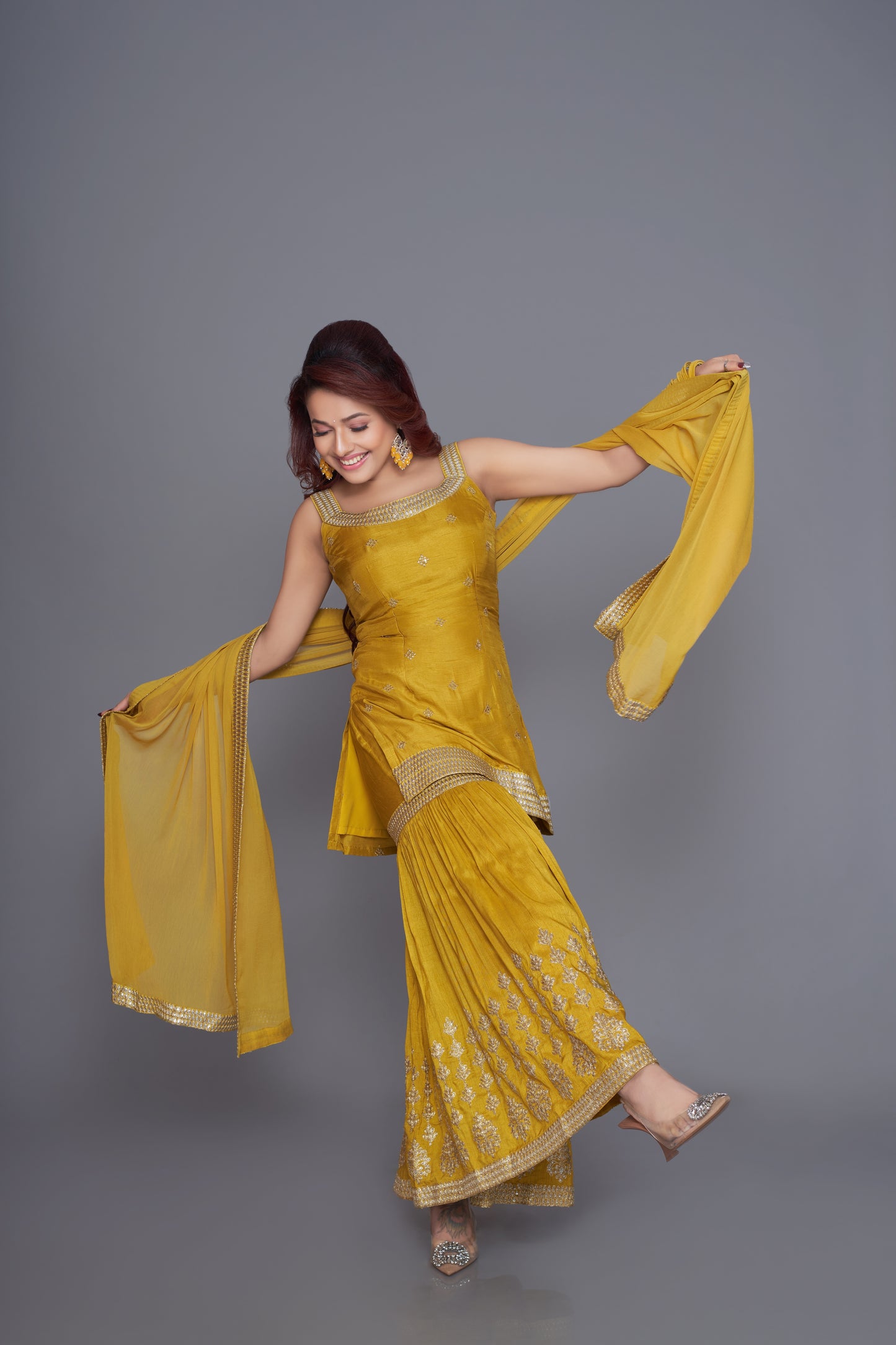 Honey yellow sharara set