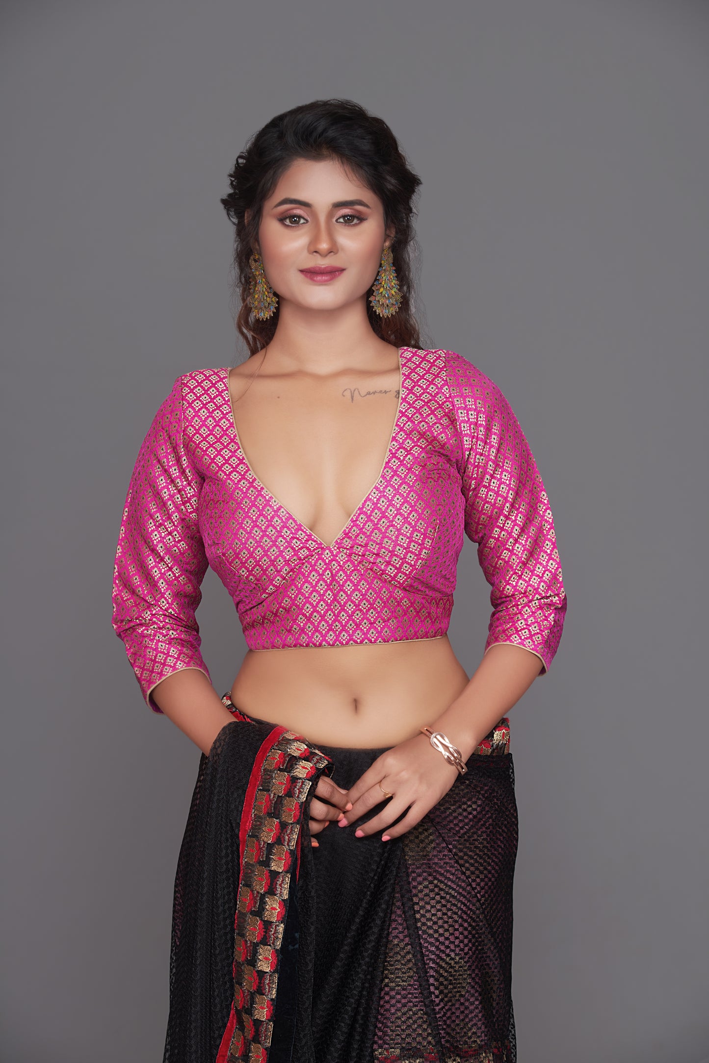 Pink brocade blouse