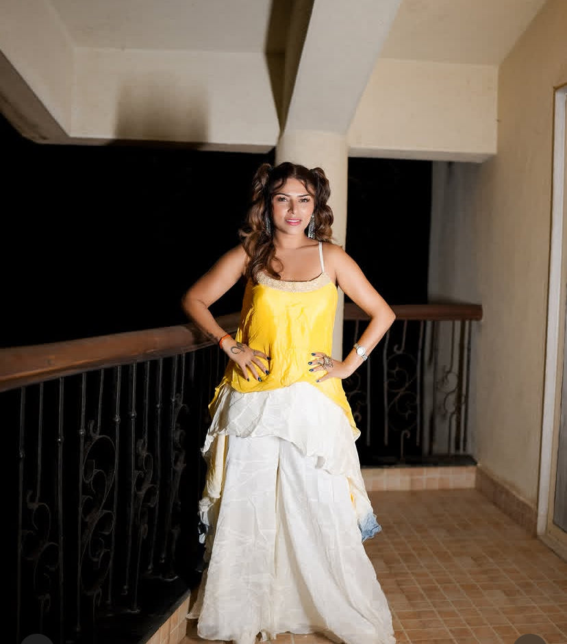 Indo western drape plazzo and top