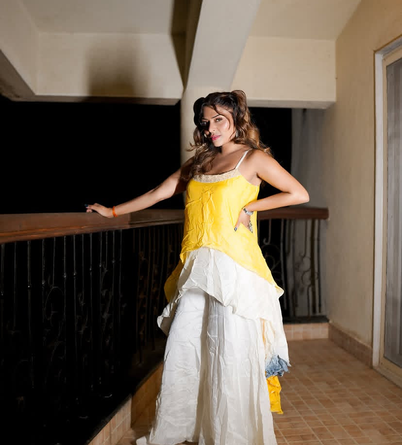Indo western drape plazzo and top